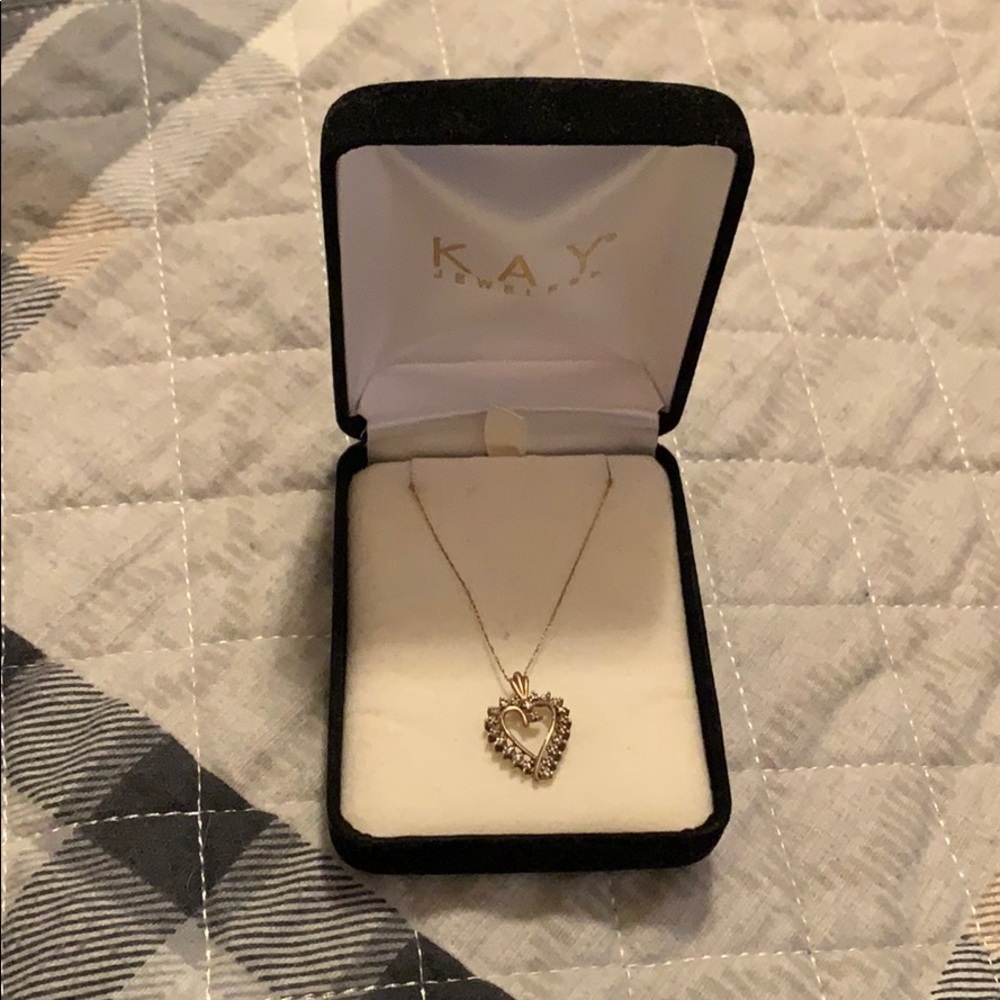 Gold Heart Necklace with Diamonds